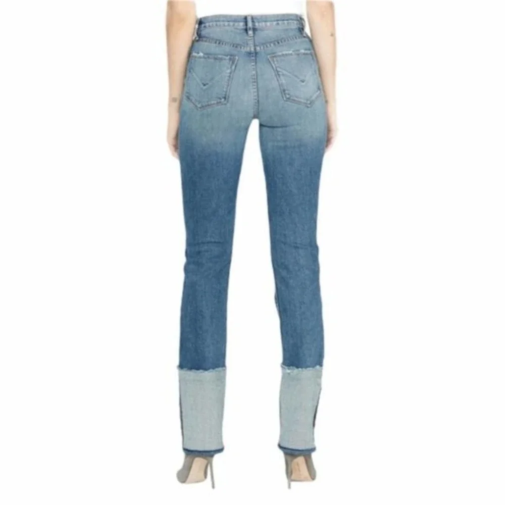 Hudson Holly Straight Leg Reverse Hem High Waist Jeans In Mimic NWT‎ - Picture 4 of 8